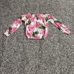 Pink Floral Off Shoulder Blouse Size Small